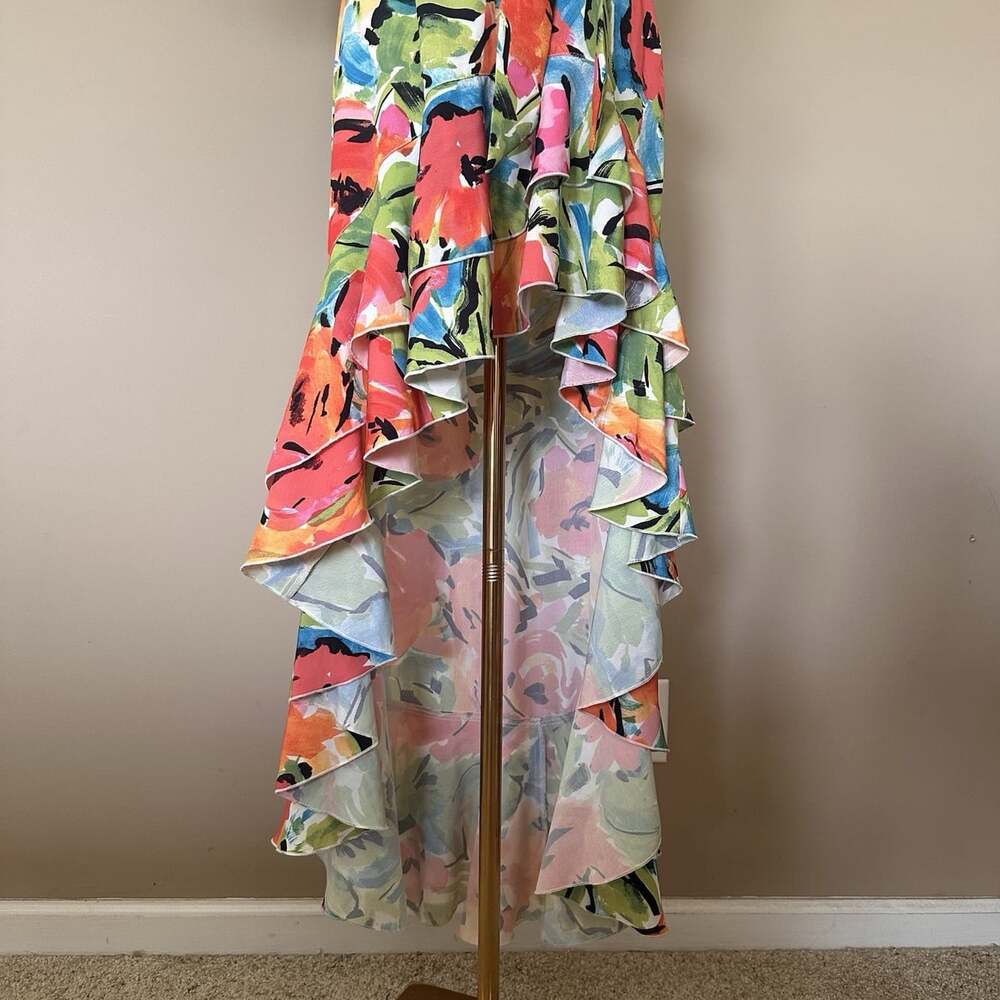 Show Me Your Mumu XS Standout One Shoulder Maxi Dress Mimosa Fiesta Ruffle Garde - Picture 5 of 8